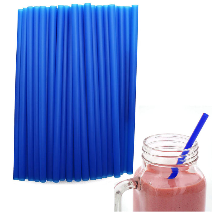 300 Ct Blue Smoothie Straws Disposable Plastic 9" Milkshake Thick Drink Home Bar