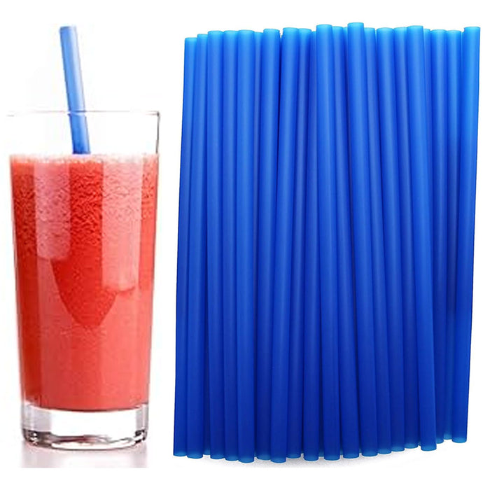 100 Ct Blue Drinking Straws Smoothie Milkshake Tea Large Plastic Jumbo Party 9"L