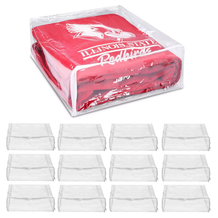 12 Clear Vinyl Zippered Storage Bags 15x18x6 Blanket Sweater Clothes Comforters