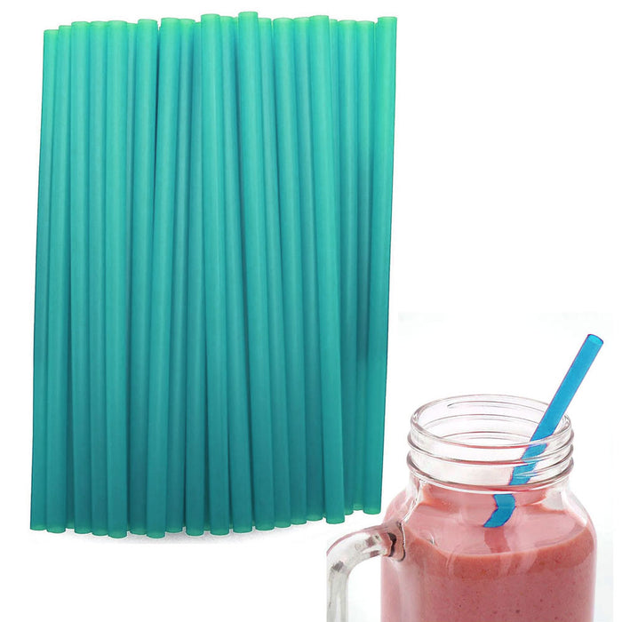 300 Ct Turquoise Smoothie Straws Disposable Plastic 9" Milkshake Thick Drink Bar