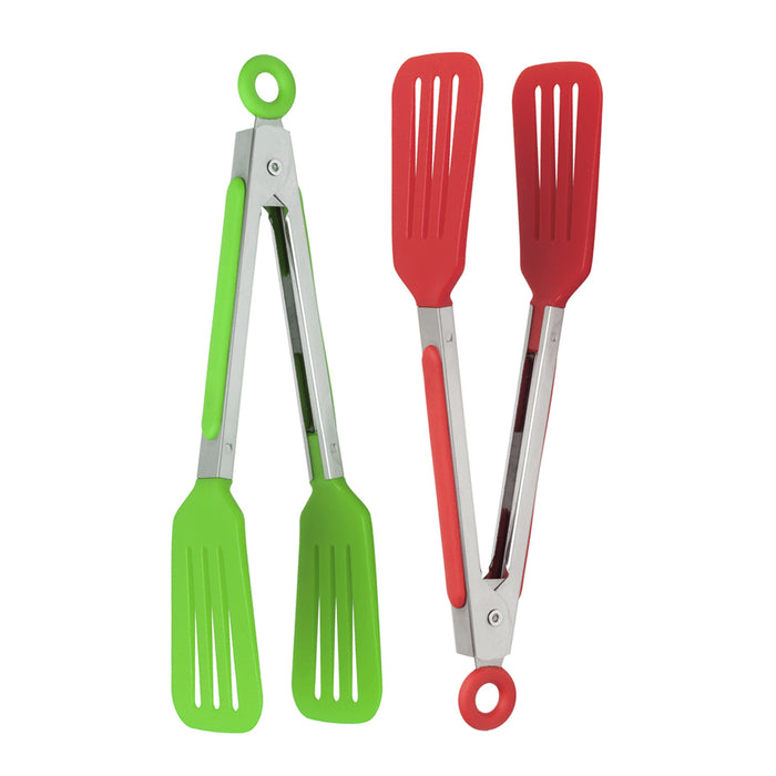 2 Pack Kitchen Mini Tongs Easy Grip Nylon Tips Cooking BBQ Bake Waffles Serving