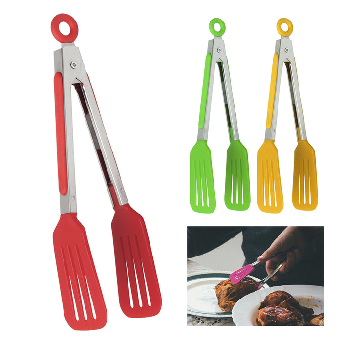 6 Pack Kitchen Tongs Nylon Tips Slotted Serving BBQ Salad Waffle Small Turner