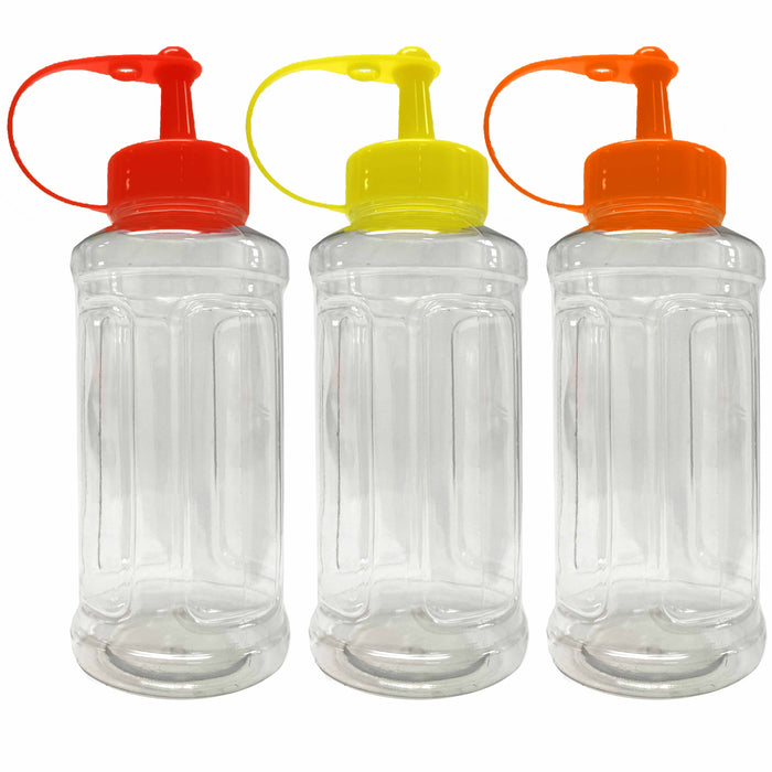 6 Pc Clear Squeeze Bottles Condiment 10oz Ketchup Mustard Salad Dressing Plastic