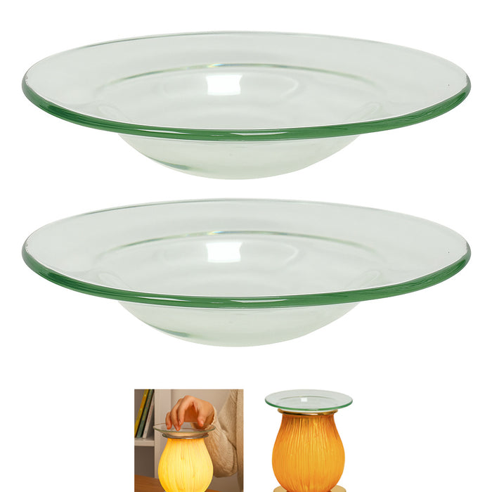 2 Pc Replacement Glass Dish Electric Oil Warmer Lamps Aromatherapy Warmers 4"