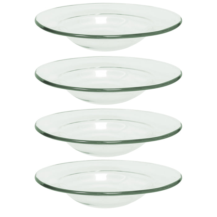 4 Replacement Round Dish Bowl Lid Oil Warmer Tart Burners 4 1/2 Inch Clear Glass