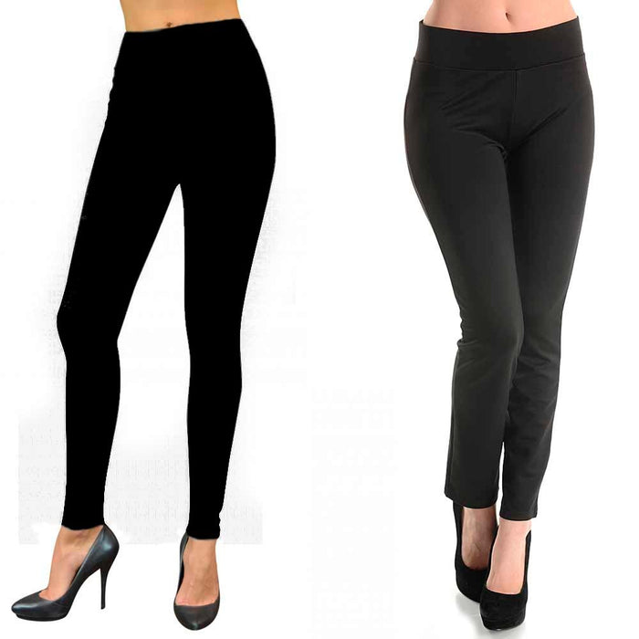 Women’s Black Cotton Spandex Full Length Leggings Yoga Pants Slim Fit Medium