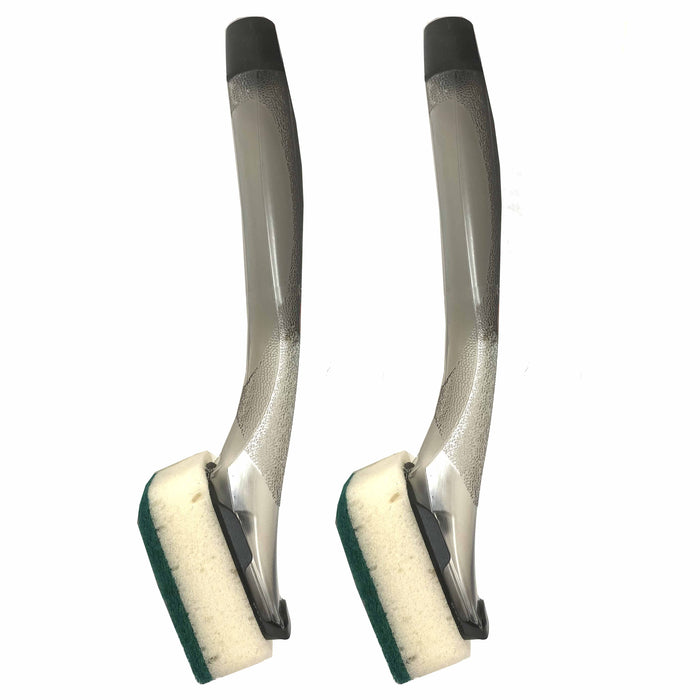 2 Pc Soap Dispenser Scrubber Dish Wand Brush Scrub Refill Wash Pan Pot Kitchen