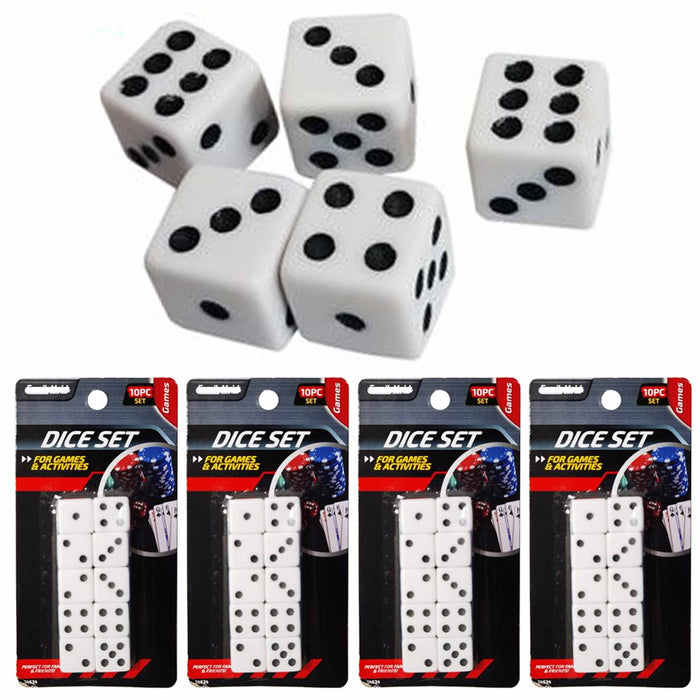 40 Pc Bulk Six Sided Square Dice White Black Pip P6 Die D6 Gambling Games Gift