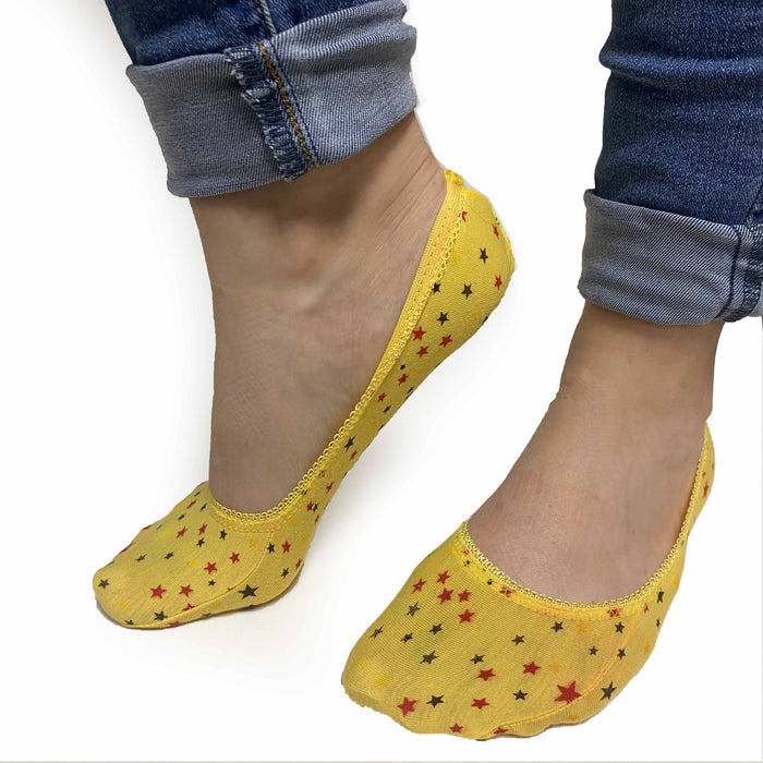 3 Pairs Shoe Liner Socks No Show Footies Women Multicolor Stretch One Size