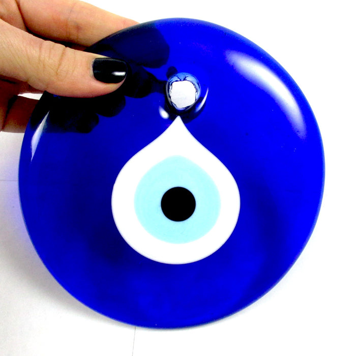 Large Blue Evil Eye Wall Hanging Protection Amulet  Luck Hamsa Decoration  5.25"
