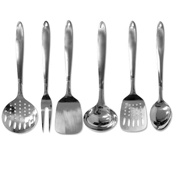 6 Piece Serving Spoons Spatula Fork Stainless Steel Cooking Utensils Set Kitchen