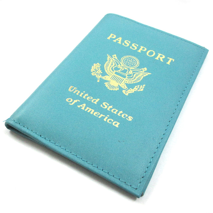 1 GENUINE LEATHER USA PASSPORT COVER HOLDER WALLET CASE TRAVEL 11 COLORS NEW