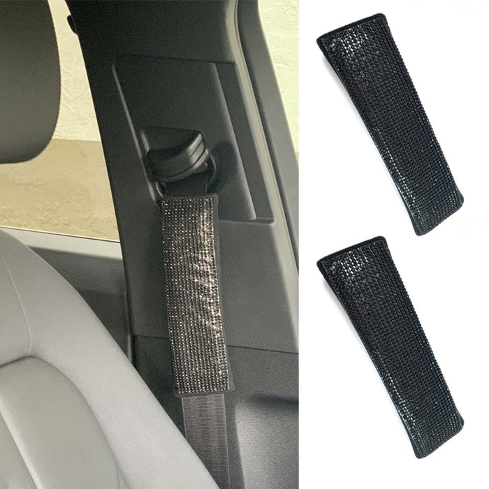 2 PCS Crystal Seat Belt Shoulder Pads Bling Cushion Cover Car Pillow Interior
