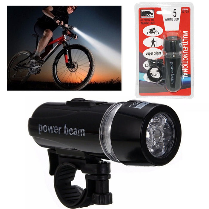 5 LED Bicycle Bike Front Head Light Lamp Torch Flashlight Waterproof Dive Black