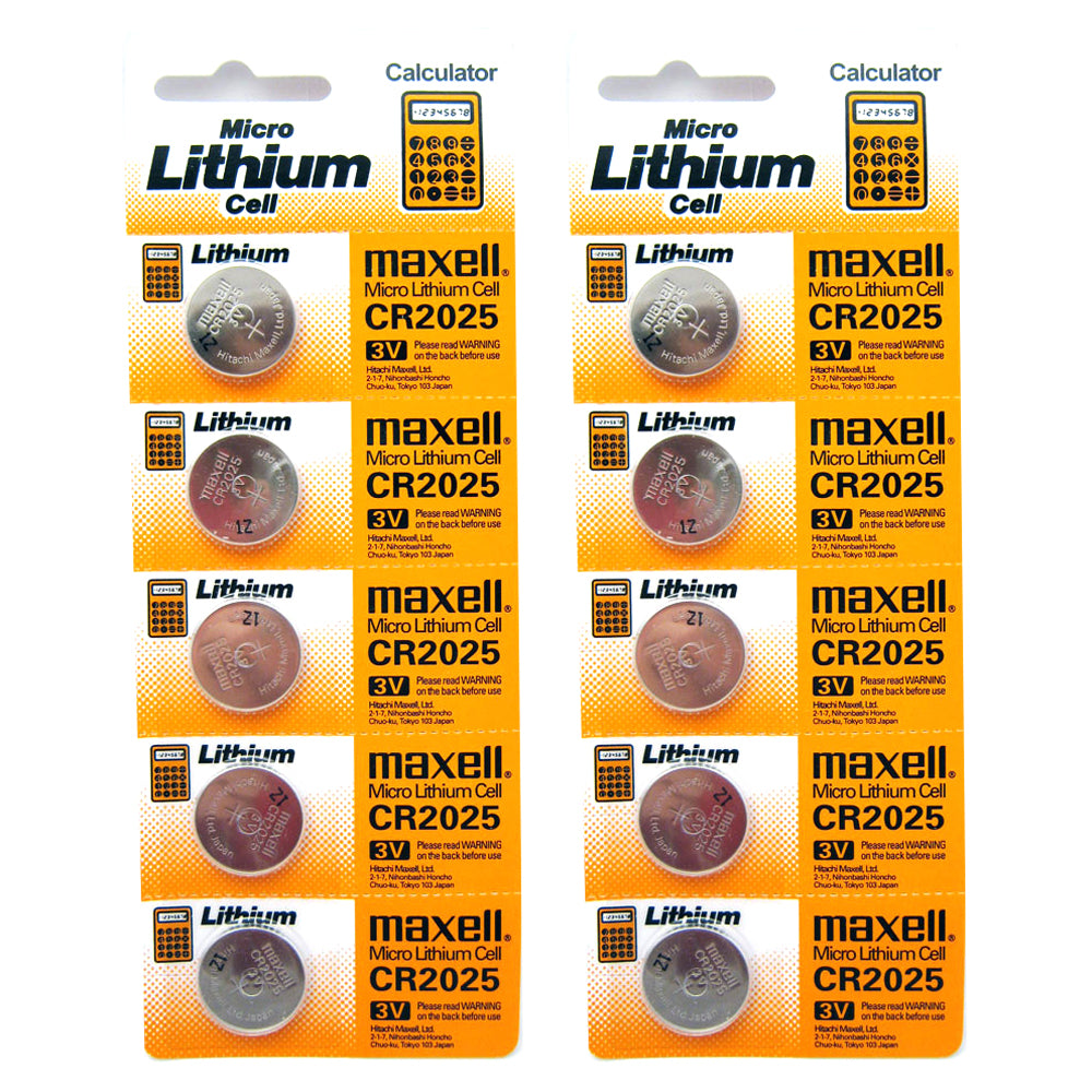 10 PC Maxell CR2025 Batteries 3 Volt Button Cell Lithium Battery 2025 ...