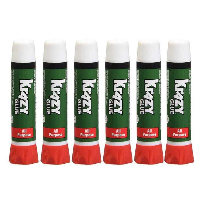 6 Pack Krazy Glue Instant Strong Super Glue crazy fast Tube All Purpose Repair