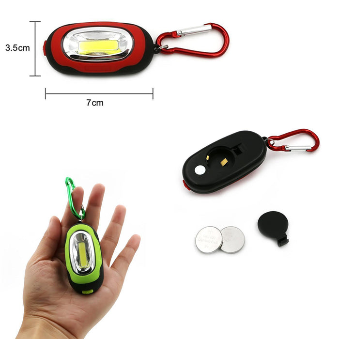 1 Flashlight Keychain Portable COB LED Carabiner Camping Light Hiking Torch Gift