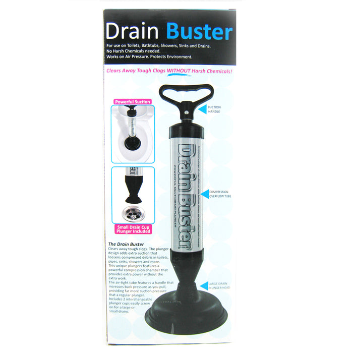 Plunger Toilet Sink Shower Stalls Bathtub Drain Buster 2 Heads Air Drain Blaster