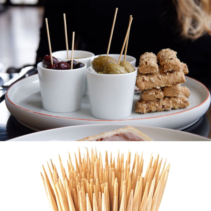 400 Wooden Toothpicks Fruit Cheese Picks Natural Bamboo Round Oral Care Catering