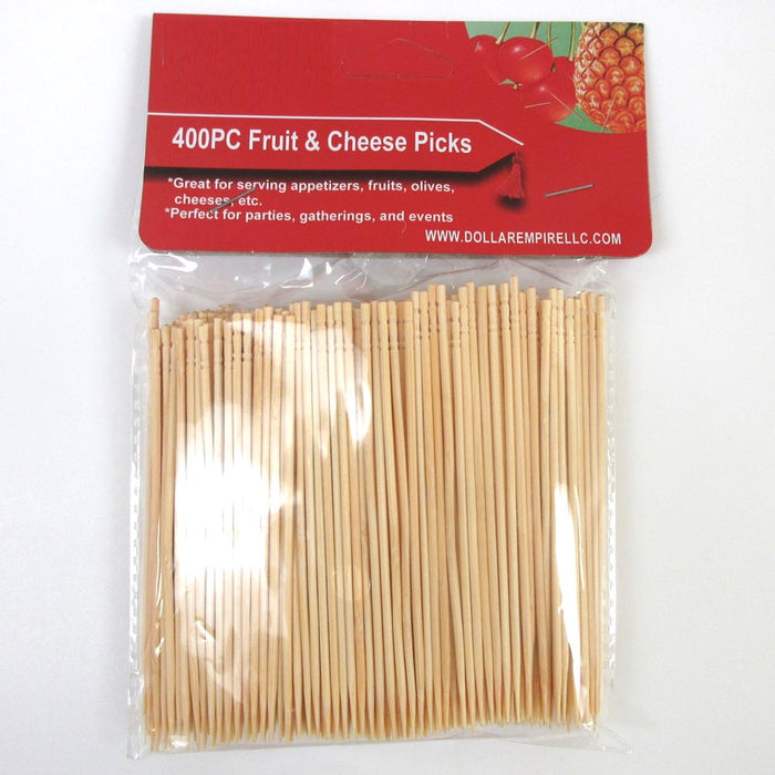 400 Wooden Toothpicks Fruit Cheese Picks Natural Bamboo Round Oral Care Catering