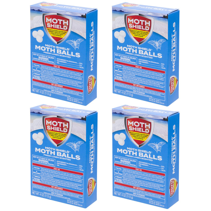 4 Bags Moth Shield Balls Kills Moths & Carpet Beetles Fresh Linen Scent Each 4oz