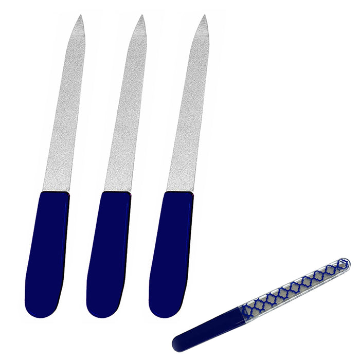 3 Pc Heavy Duty Sapphire Nail Files Double Sided Manicure Emery Boards Diamond