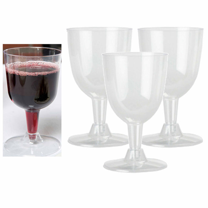 20 Plastic Wine Glasses Cups Clear Disposable Shatterproof Champagne Flute 5.5oz