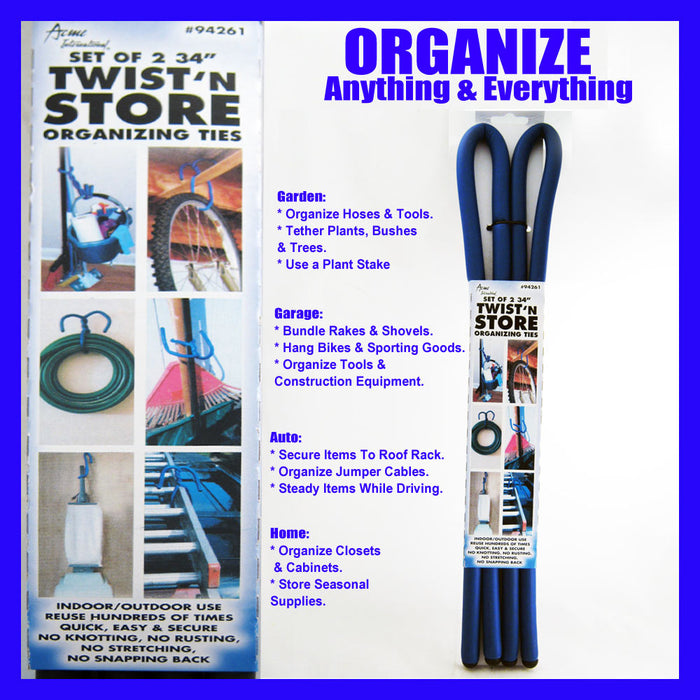 4Pc Twist N Stay Store Heavy Duty Fasteners Cable Zip Ties Organizing 30 LB Home