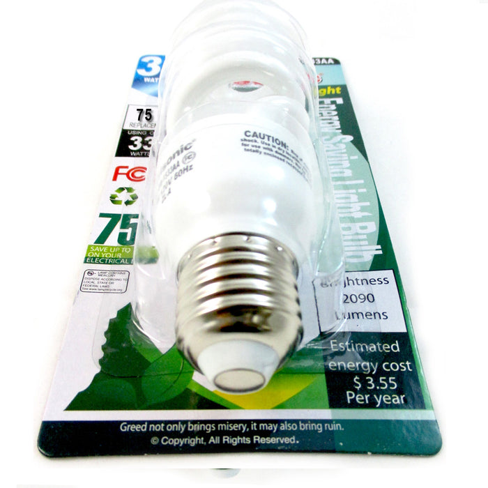 4 Pc 150 W CFL Fluorescent Light Bulbs Compact 33 Watts Soft White Energy New