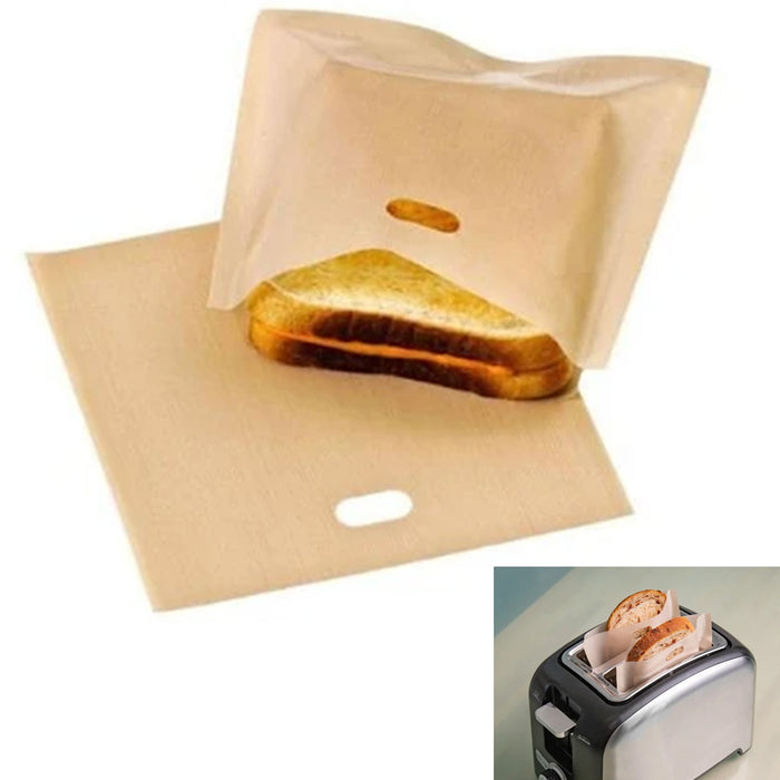 2 PC Non Stick Toaster Bags Reusable Pockets Heat-Resistant Sandwich Bread Toast