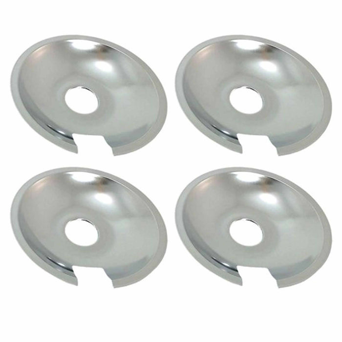 4 Pc Drip Pans Reflector Bowl Set 8" Burner Gas Stove Range Chrome Heavy Duty