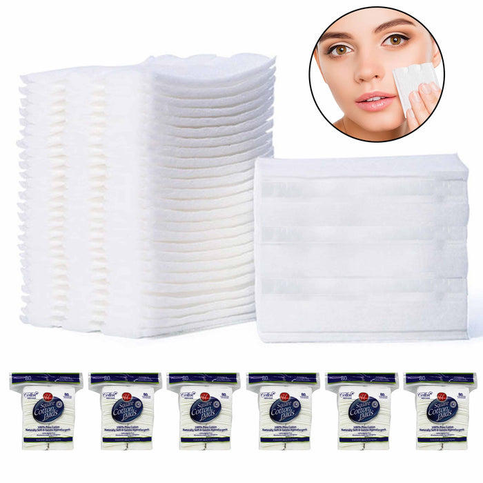480ct 100% Pure Cotton Squares Pads Cosmetic Face Makeup Remover Hypoallergenic