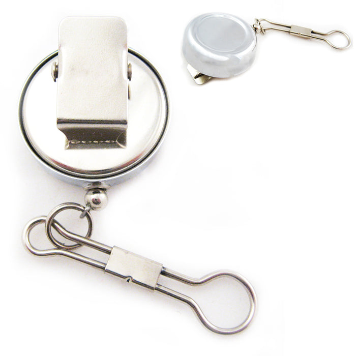 Heavy Duty Metal Retractable Badge Reel W Chain Pull Belt Clip ID Holder Recoil