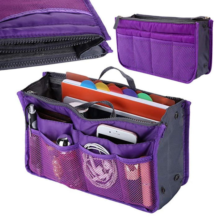 Women Handbag Organizer 12 Pockets Purse Liner Tote Tidy Bag Pouch Travel New