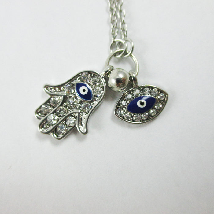 Hamsa Necklace Evil Eye Turkish Blue Eye Hand Pendant Lucky Protection Jewelry