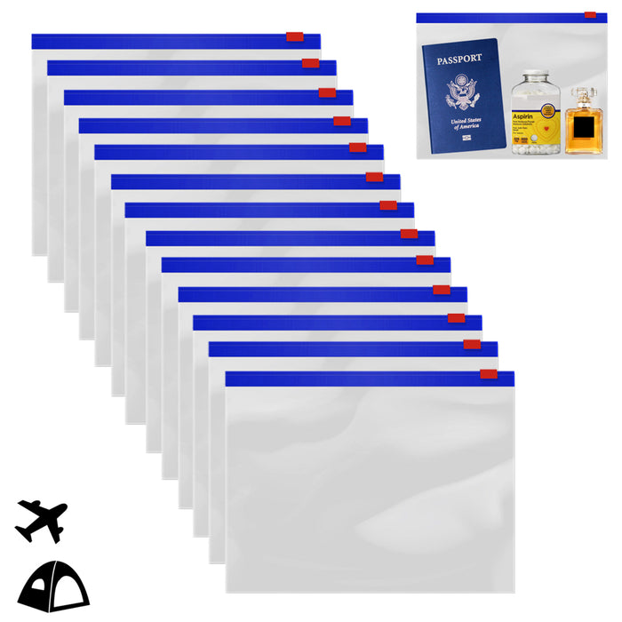 14PC TSA Carry On Toiletry Pouch Clear Zipper Lock-Top Travel Plastic Quart Bags
