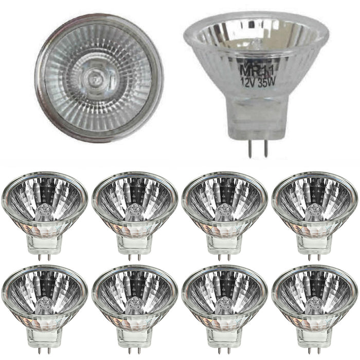 8 Pc 35W 12V Halogen Light Bulb MR11 Floodlight Bi-Pin Clear Wide Beam Lumens