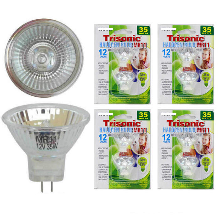 8 Pc 35W 12V Halogen Light Bulb MR11 Floodlight Bi-Pin Clear Wide Beam Lumens