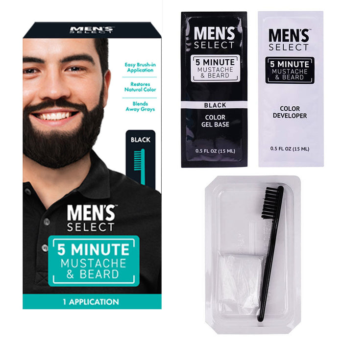 1 Pk Men's Mustache Beard Hair Dye Black Color Permanent Coloring in 5 Minutes