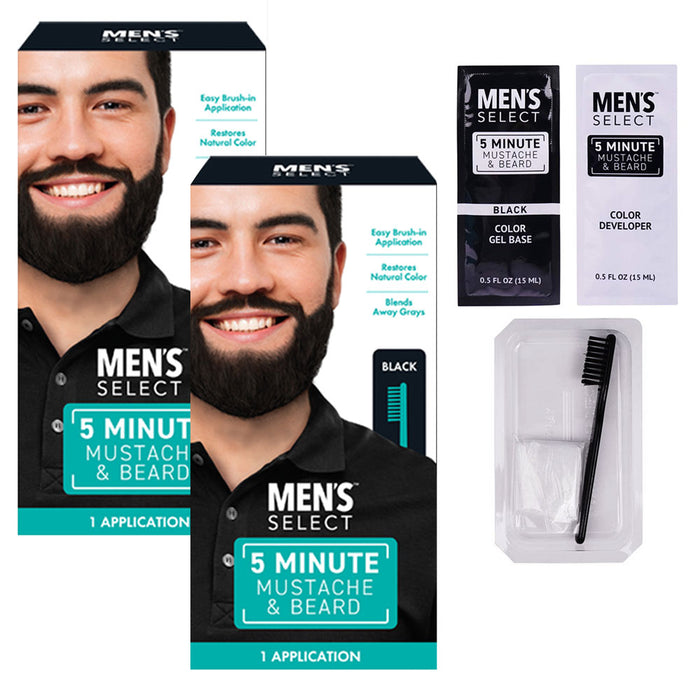 2 Packs Men's Black Hair Dye Mustache Beard 5 Minutes Permanent Brush In Color