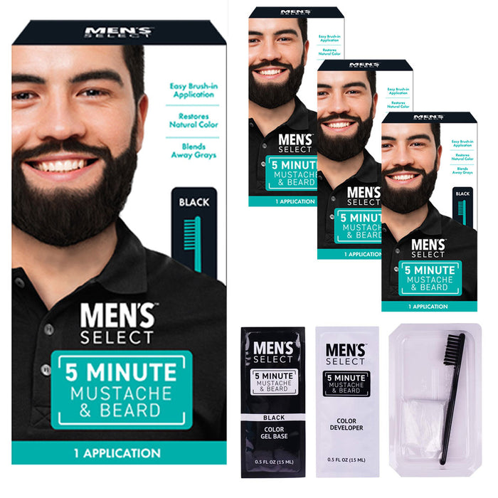 4 Packs Men's Mustache Beard Black Hair Dye Brush In Color 5 Minutes Permanent