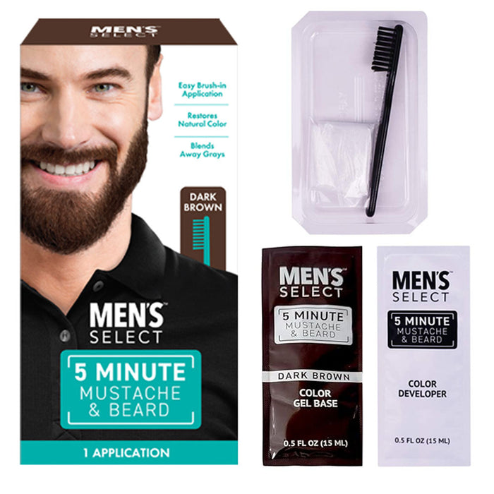 1 Pk Men's Mustache Beard Hair Dye Dark Brown Color Permanent Coloring in 5 Min