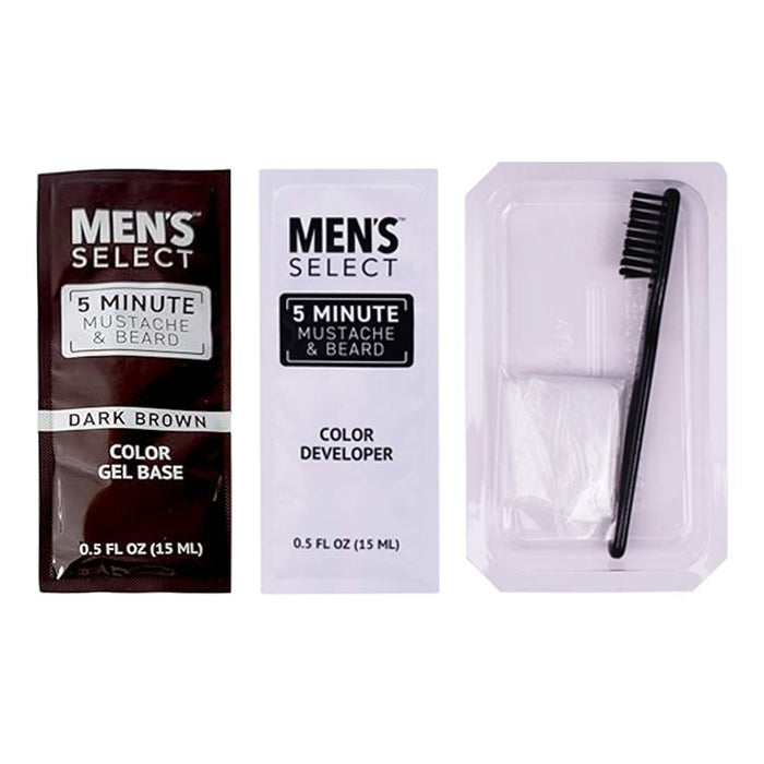 4 Packs Men's Mustache Beard Dark Brown Hair Dye Brush In Color 5 Min Permanent