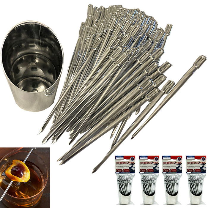 400 Silver Cocktail Picks Martini Fruit Cheese Food Sample Appetizer Skewer 3.3"
