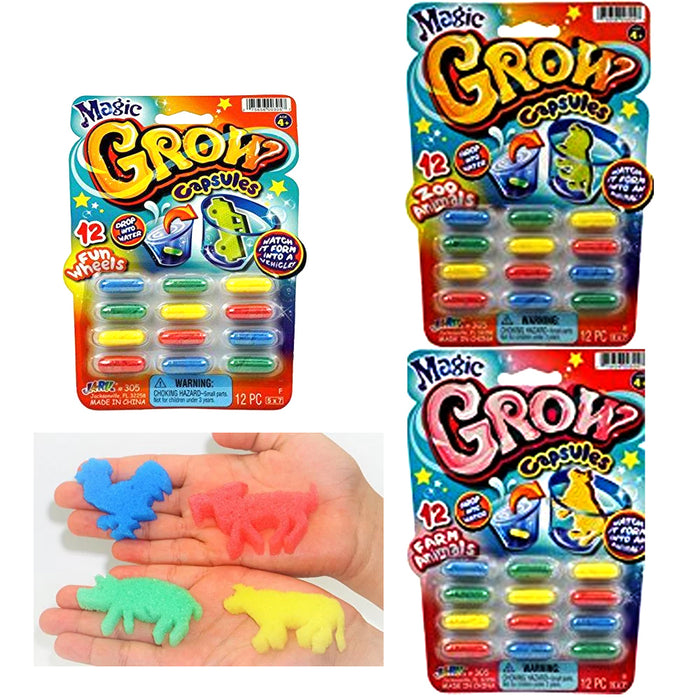48 Pc Magic Grow Growing Animal Capsules Expanding Sponge Foam Toy 4 Packs