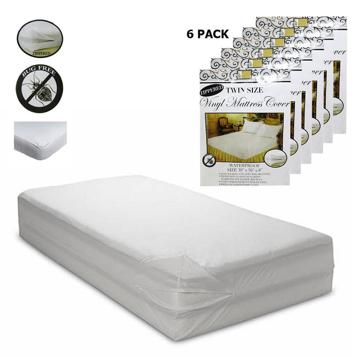 6X Twin Size Bed Mattress Cover Zipper Plastic Waterproof Bed Bug Protector Mite