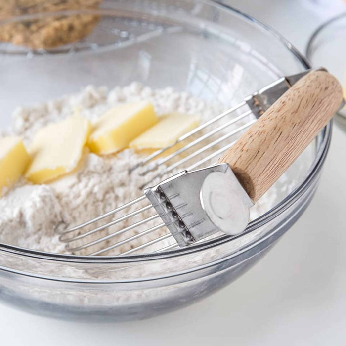 1 Stainless Steel Wooden Grip Pastry Blender Wire Dough Cutter Flour Mixer Cake