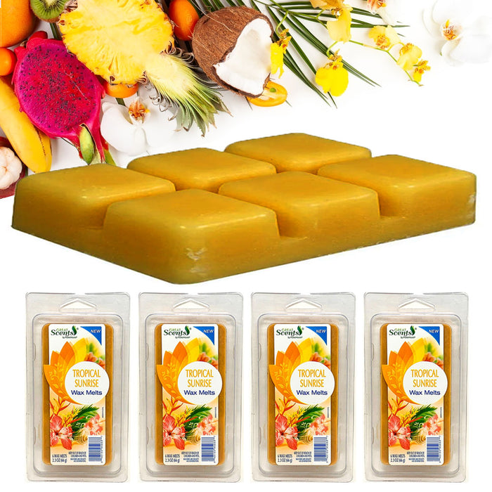 4 Pk Wax Melts Warmer Cubes Tropical Sunrise Scent Candle Fragrance Aroma 2.3oz