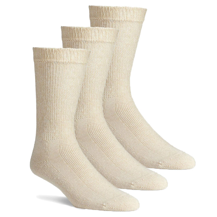 3 Pairs Diabetic Socks Seamless Crew Women Men Circulatory Non Binding 9-11 Tan