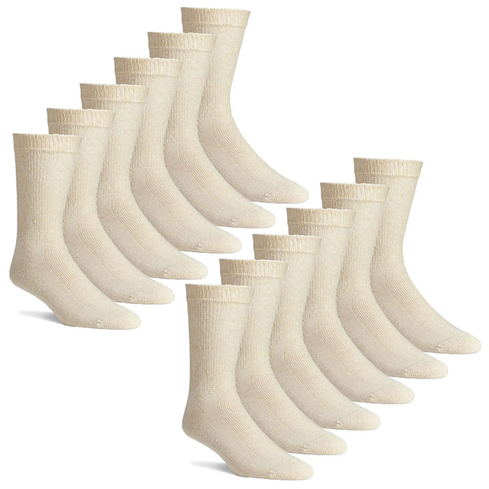 12 Pairs Women and Men Diabetic Circulatory Socks Non-Binding Support Tan 9-11